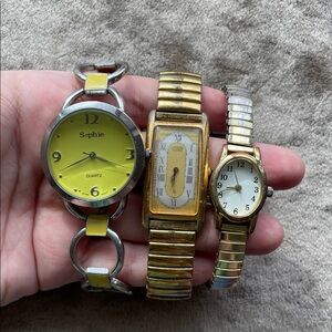 3pc LOT •SOPHIE/CITIZEN QUARTZ• stretch wristwatches (untested with callouts)